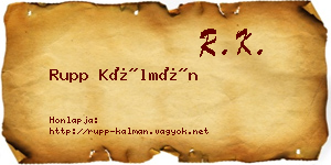 Rupp Kálmán névjegykártya